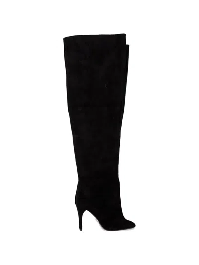 Pre-owned Alaïa Over-the-knee Pointed-toe Boots In Black