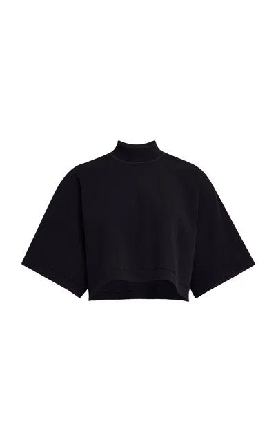 ALAÏA OVERSIZED COTTON-WOOL CROP TOP