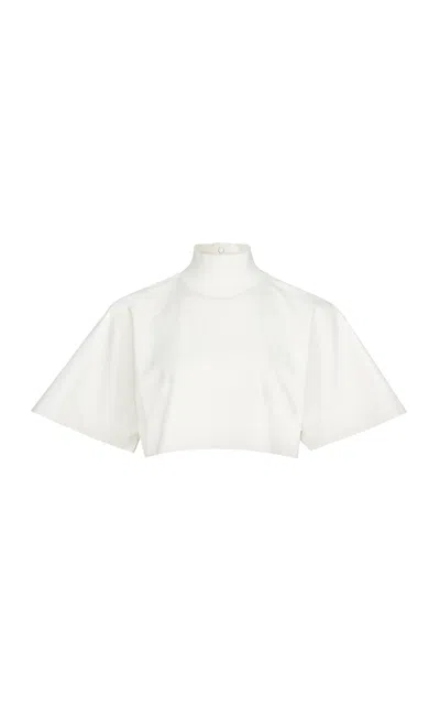 Alaïa Oversized Cropped Cotton T-shirt In Metallic