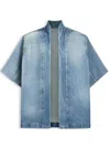 Alaïa Alaia Oversized Denim Open-front Jacket In Blue