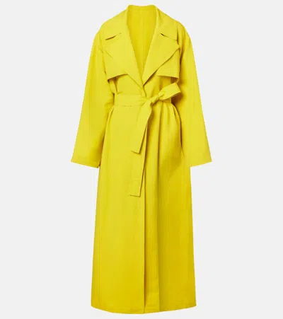 Alaïa Oversized Poplin Trench Coat In Yellow