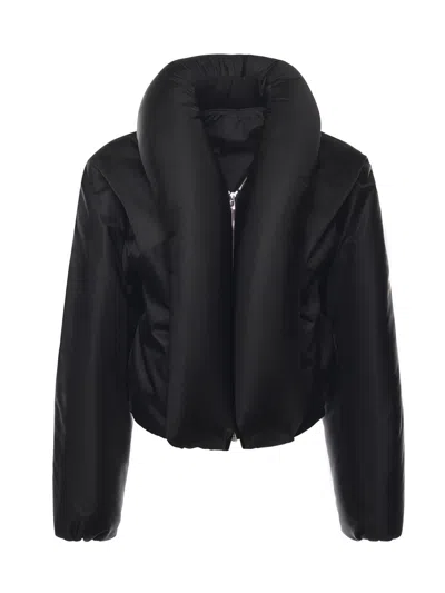 Alaïa Taffeta Padded Bomber Jacket In Black