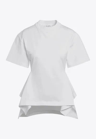 Alaïa Paneled Crewneck T-shirt In White