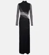 Alaïa Paneled Sheer Mesh Maxi Dress In Black