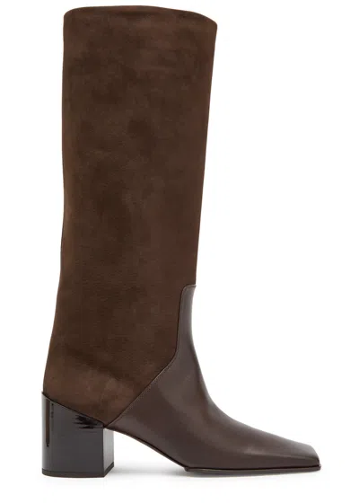 Alaïa Panelled 55 Nubuck Knee-high Boots In Brown