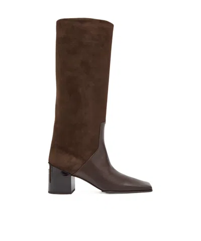 Alaïa Panelled 55 Nubuck Knee-high Boots In Black