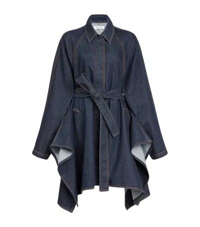 Alaïa Panelled Belted Denim Jacket In Blue