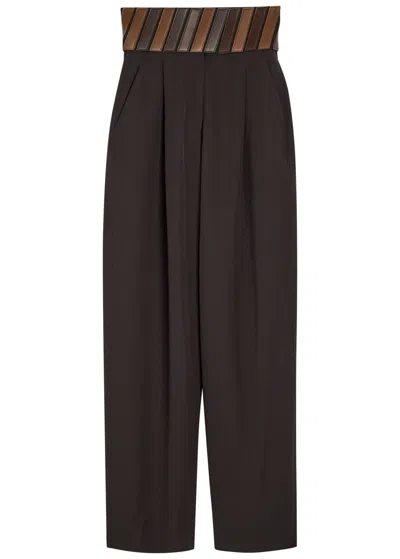 Alaïa Panelled Belted Wool Trousers In Brown