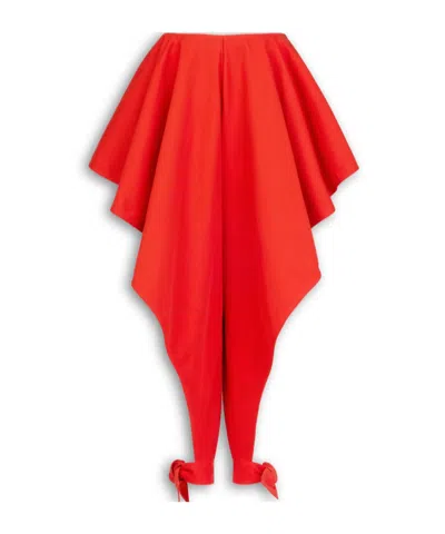 Alaïa Panelled Cotton Pants In Red