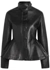 Alaïa Womens Noir Alaia Peplum Band-collar Leather Jacket In Black