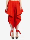 Alaïa Womens Orange Sanguine Ruffled Open-seam Cotton Trousers In Red