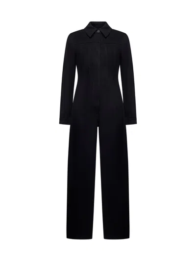Alaïa Denim Rounded Jumpsuit In Black