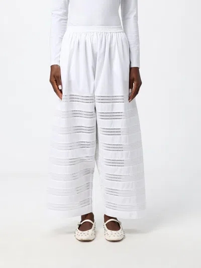 Alaïa Cotton Poplin Open-work Trousers In White