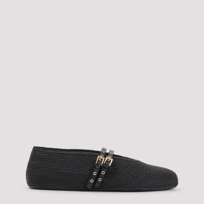 Alaïa Paper Straw Ballerinas In Black