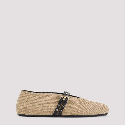 Alaïa Paper Straw Ballerinas In Brown