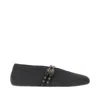 Alaïa Straw Ballerinas With Double Buckle Detail In Black
