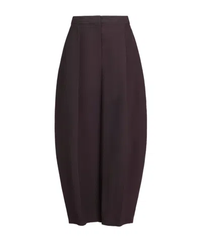 Alaïa Paper-textured Poplin Round Pants In Burgundy