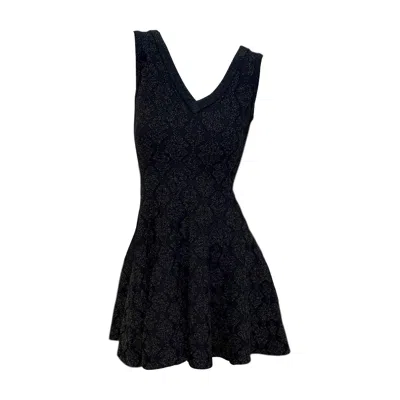 Pre-owned Alaïa Paris Black Textured Knit Fit & Flare Dress, It 40