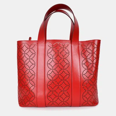 Pre-owned Alaïa Paris Red Perforated Leather Top Handle Tote