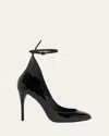 Alaïa Patent Leather Pumps With Ankle Strap And Stiletto Heel 10cm In Black