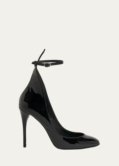 Alaïa Patent Ankle-strap Stiletto Pumps In Black