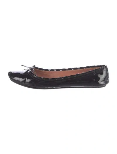 Pre-owned Alaïa Patent Leather Bow Accents Ballet Flats In Black