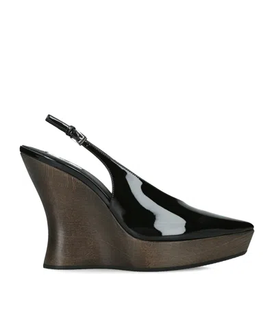 Alaïa Patent Leather Clog Wedge Slingback Pumps 120 In Black