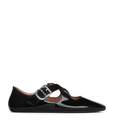 Alaïa Alaia Black Criss-crossed Ballerina Flat In Patent Leather Women
