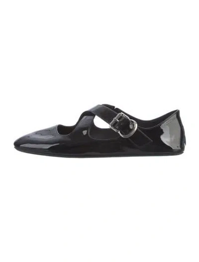Pre-owned Alaïa Patent Leather Cutout Accent Mary Jane Flats In Black