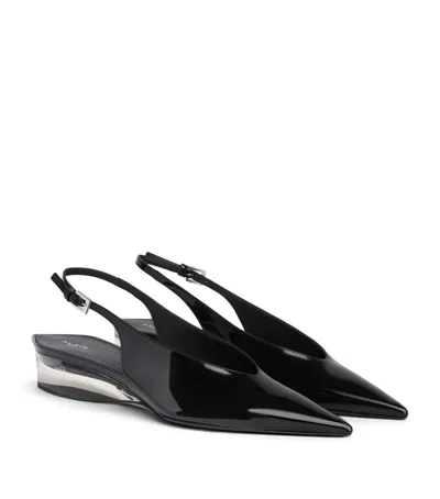Alaïa Patent Leather Invisible Wedge Slingback Pumps 30 In Black