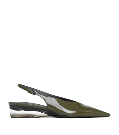 Alaïa Patent Leather Invisible Wedge Slingback Pumps 30 In Green