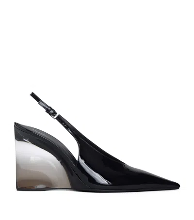 Alaïa Patent Leather Invisible Wedge Slingback Pumps 90 In Black