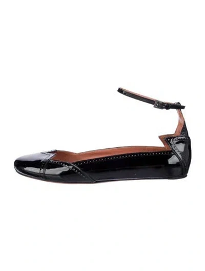 Pre-owned Alaïa Patent Leather Lasercut Accents Ballet Flats In Black
