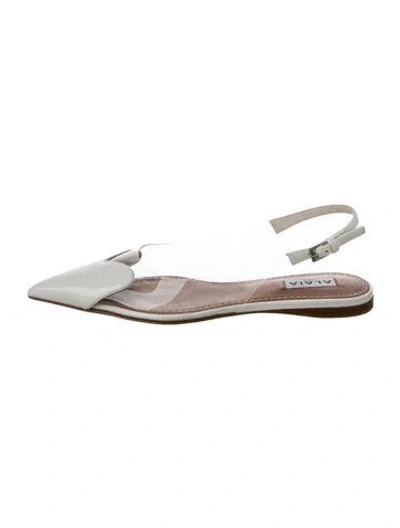 Pre-owned Alaïa Patent Leather Lasercut Accents Slingback Flats In White