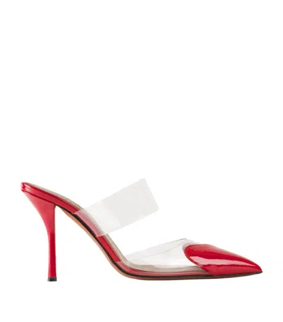 Alaïa Coeur Clear Cap-toe Mule Pumps In Red