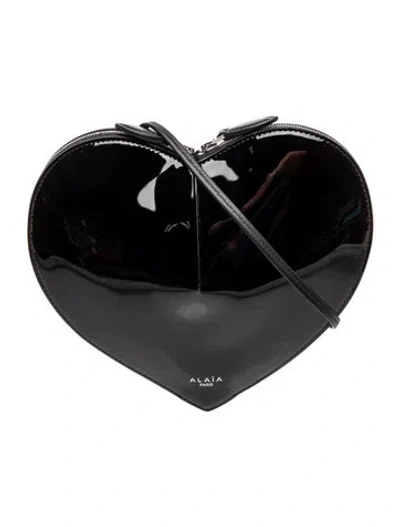Pre-owned Alaïa Patent Leather Le Cœur Mini In Black