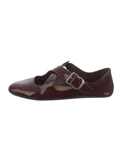 Pre-owned Alaïa Patent Leather Mary Jane Flats In Burgundy
