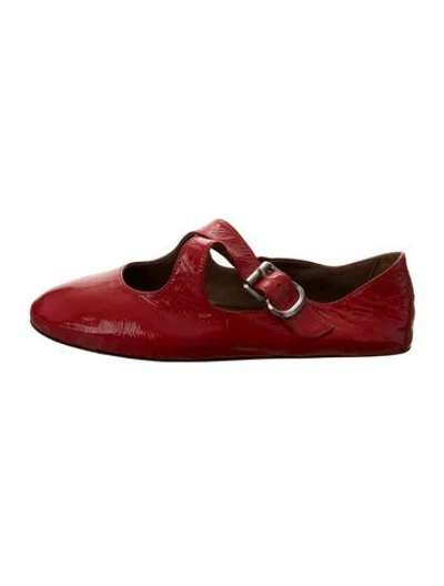 Pre-owned Alaïa Patent Leather Mary Jane Flats In Red