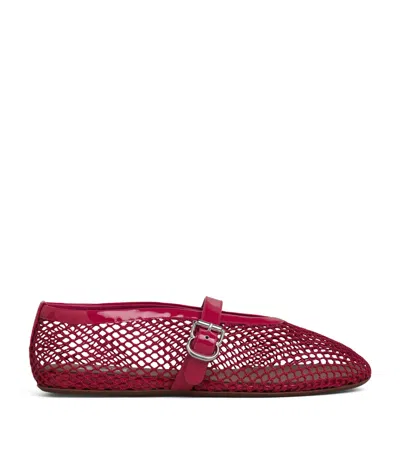 Alaïa Patent Leather Mesh Ballet Flats In Red