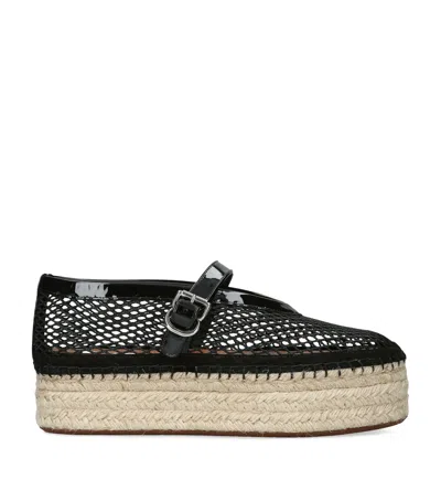 Alaïa Patent Leather Mesh Espadrilles In Black