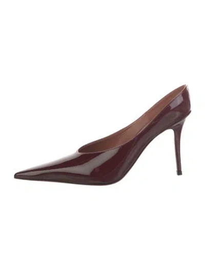 Pre-owned Alaïa Patent Leather Mules In Burgundy