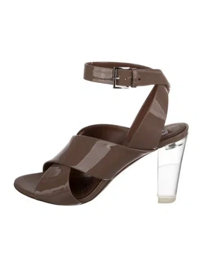 Pre-owned Alaïa Patent Leather Sandals In Brown