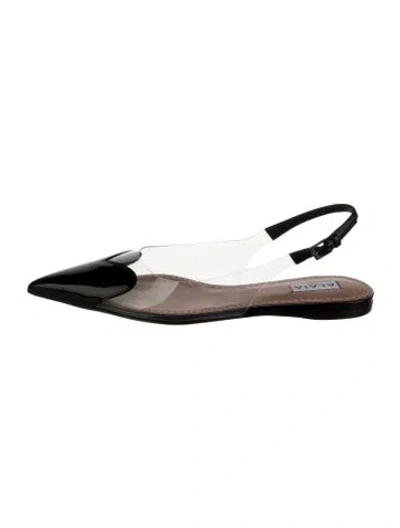 Pre-owned Alaïa Patent Leather Slingback Flats In Black