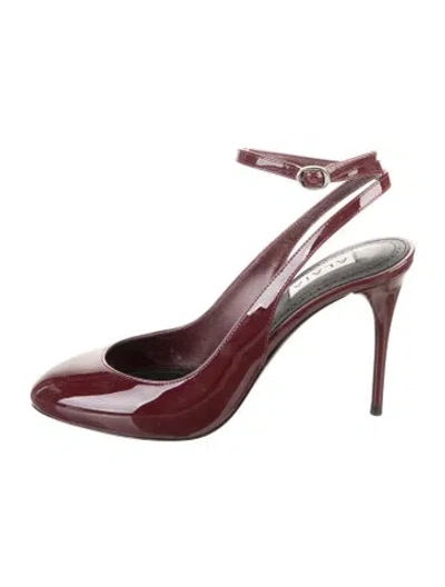 Pre-owned Alaïa Patent Leather Slingback Pumps In Burgundy