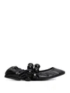 Alaïa Embellished Crinkled-leather Ballet Flats In Black