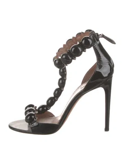 Pre-owned Alaïa Patent Leather Studded Accents T-strap Sandals In Multi