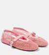 Alaïa Patent Leather-trimmed Mesh Ballet Flats In Pink