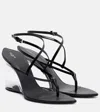 Alaïa Plexiglass Wedge Thong Sandal Calfskin Strap In Black