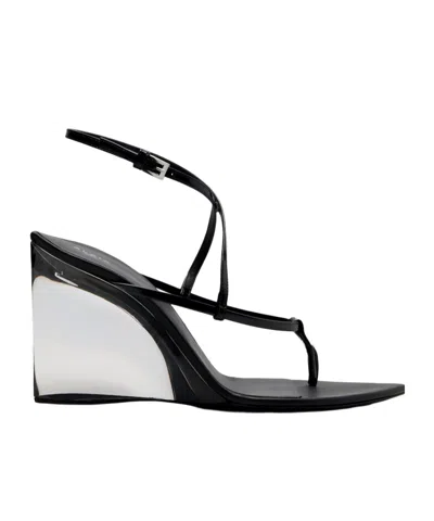Alaïa Patent Leather Wedge Sandals In Black