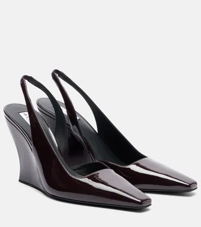 Alaïa Patent Leather Wedge Slingback Pumps In Black